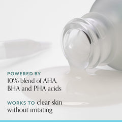 Amber bottle of Bliss Clarifying Peel highlighting fragrance-free formula.