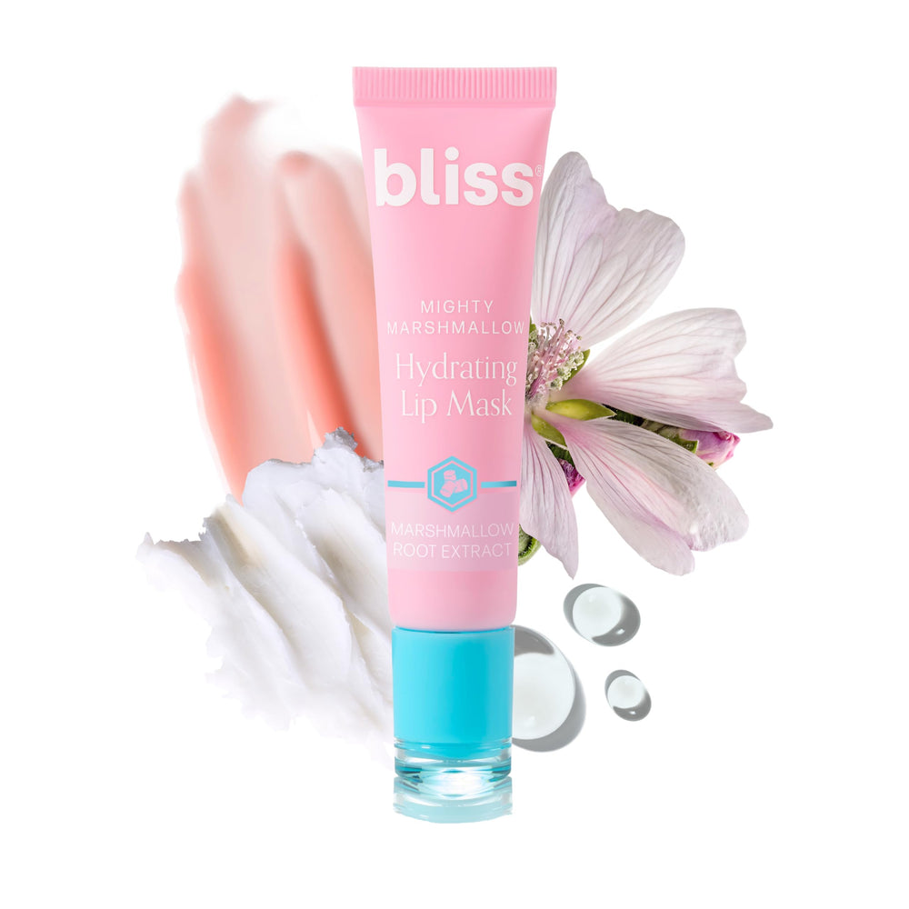 Bliss Mighty Marshmallow lip mask packaging highlights premium lip care benefits