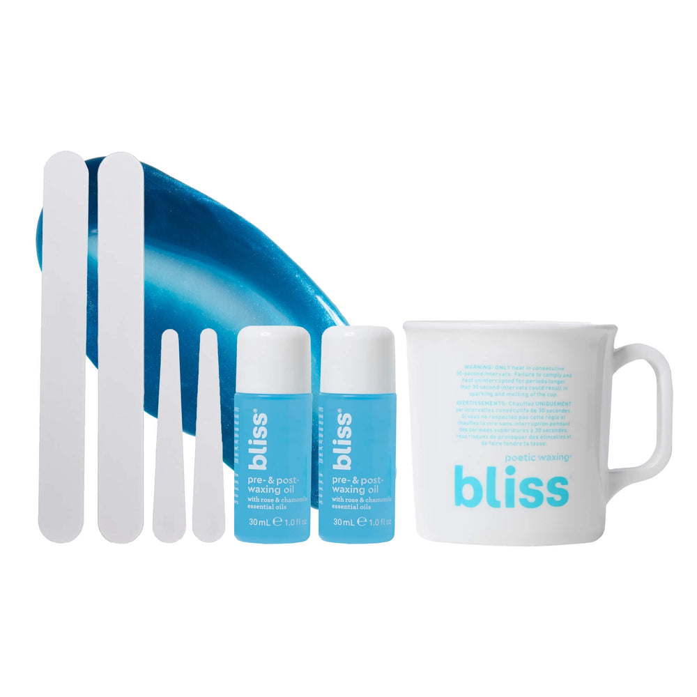 Bliss Poetic Waxing Kit: wax pot in microwave ready for at‑home use