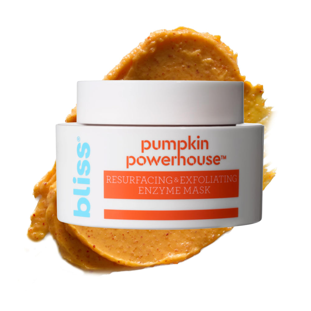 Bliss Pumpkin Powerhouse Mask packaging highlights vegan clean beauty for glow