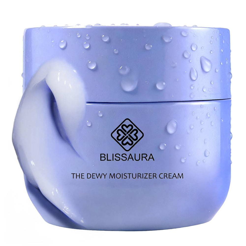 BlissAura Dewy Skin Cream bottle delivering feather-light hydration for daily skincare.