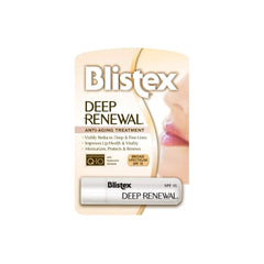 Blistex Deep Renewal lip balm pack of four tubes provides daily hydration and SPF protection.