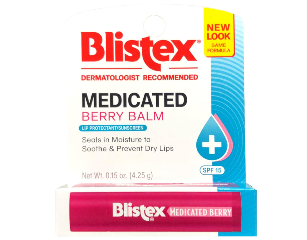 Blistex Medicated Berry Lip Balm front view showing smooth texture