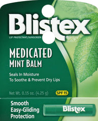 Blistex Medicated Mint Balm SPF 15 pack of nine tubes for on-the-go lip protection and soothing relief.