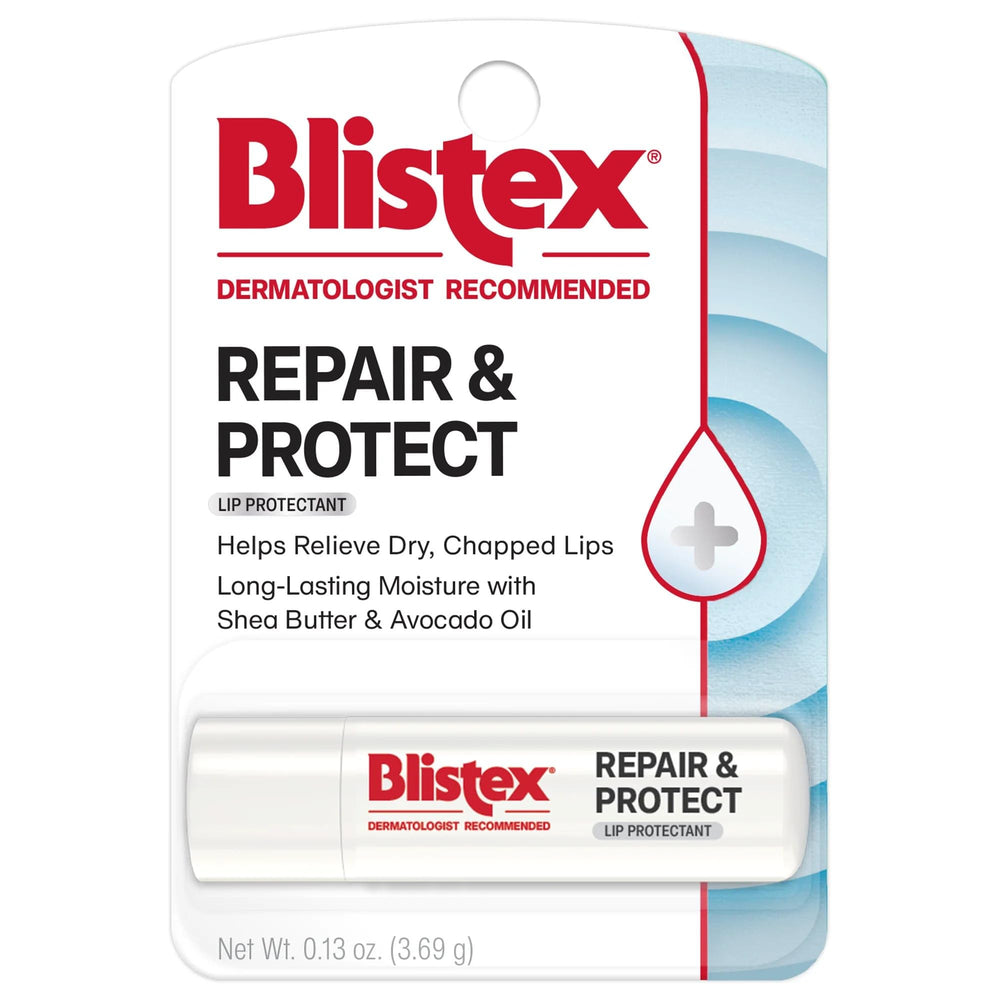 Blistex Repair & Protect lip balm tube ready for on-the-go care.