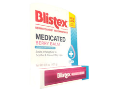 Pack of three Blistex Berry lip balms in packaging.