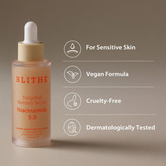 BLITHE Niacinamide serum pump demonstrates easy daily application