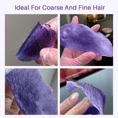 BLITZWAX Lavender hard wax beads close-up highlighting coarse hair formula for strong grip.