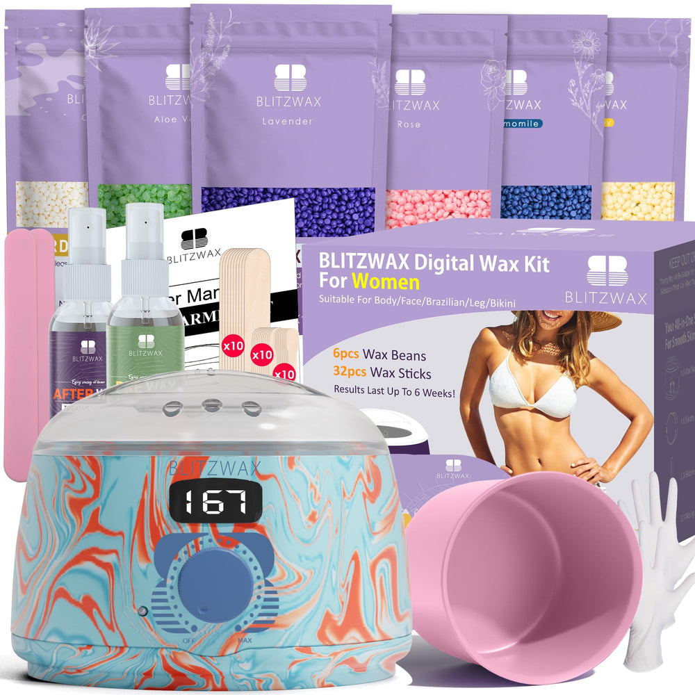 BLITZWAX pool swirl design wax kit enables easy at-home waxing