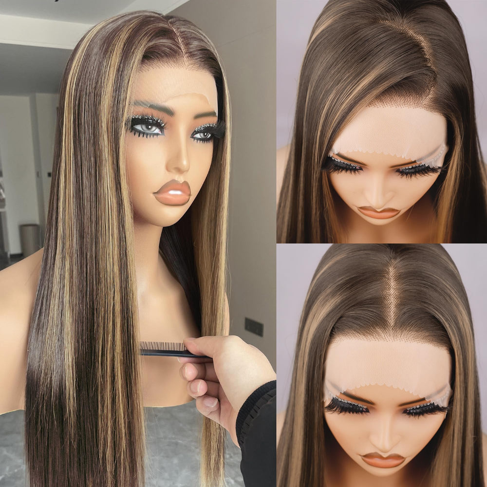 BLL Highlight lace front wig, honey blonde, 26-inch length for everyday styling.