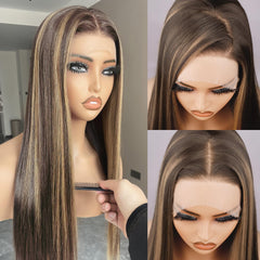 BLL Highlight lace front wig, honey blonde, 26-inch length for everyday styling.