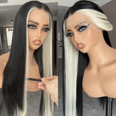BLL lace front wig with skunk stripe shows a natural hairline for daily wear.