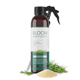 BLOOM HEALTH GOODS Rosemary Rice Water Spray bottle ready for daily use on hair.
