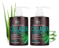 BLOOM collagen lotion bottle offers daily hydration for firmer, smoother skin.
