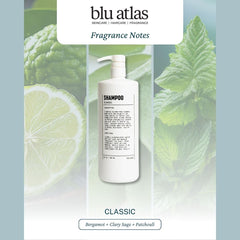 Blu Atlas Men's Shampoo back label confirms vegan and cruelty-free formula.