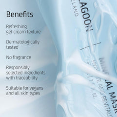 Blue Lagoon mask application on face suggests easy at-home pampering.