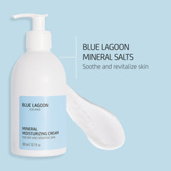 Blue Lagoon Mineral Moisturizing Cream closeup shows creamy texture for quick absorption.