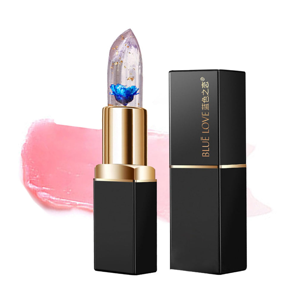 BLUE LOVE color-changing flower lipstick with a flower inside for a hydrating look