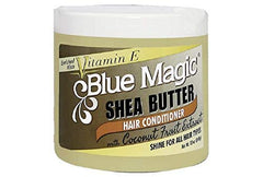 Blue Magic conditioner being applied to hair for nourishment.
