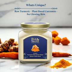 Blue Nectar ubtan face mask with wild turmeric boosts brightness and tone.