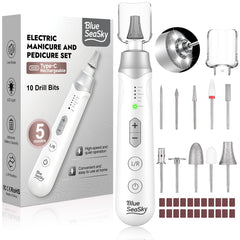 Blue Sea Sky nail drill with LED light for precise filing and shaping.