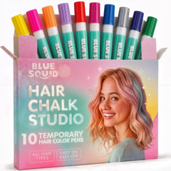 Blue Squid Hair Chalk Pens glitter colors sparkle in kids' hair for parties