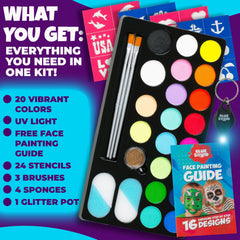 Blue Squid UV neon face paints glow under black light for parties.
