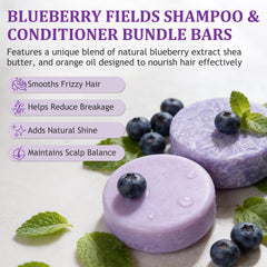 Blueberry Fields shampoo bar being massaged into the scalp for nourishment.