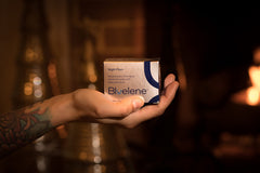 Bluelene Night Plus+ Cream swirl spreads smoothly for hydrating overnight care.