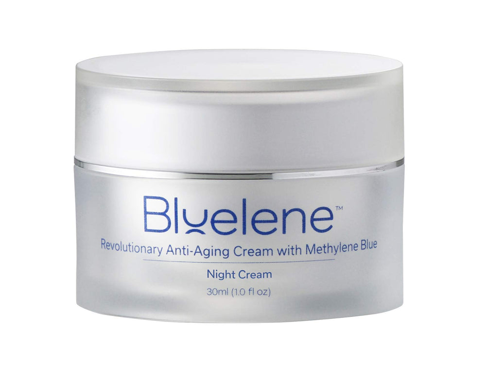Bluelene Night Cream jar front with silky overnight hydration