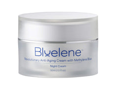 Bluelene Night Cream jar front with silky overnight hydration