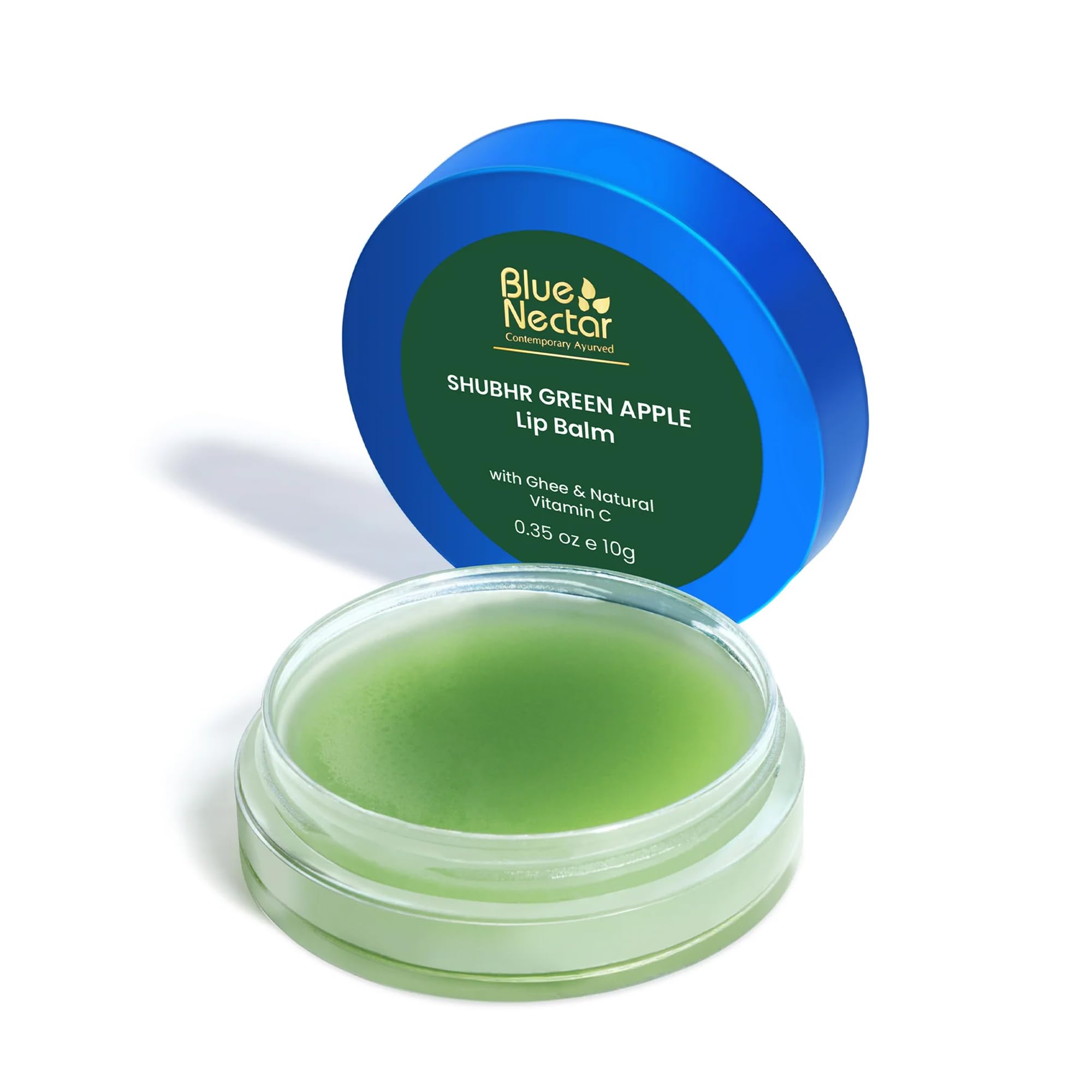 Blue Nectar lip balm with green apple extract for hydration and brightness