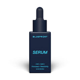 Blueprint Bryan Johnson facial serum bottle close-up showing SFC-NMN power for smoother skin
