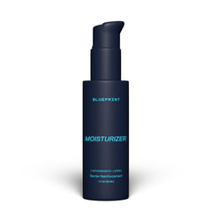 Blueprint Bryan Johnson moisturizer bottle highlighted for deep hydration and barrier support.