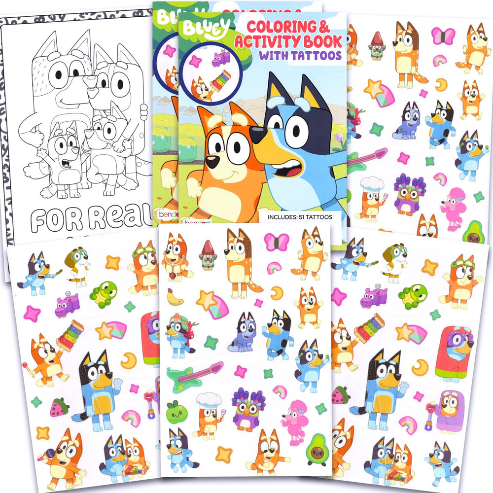 Bluey tattoos set featuring Bingo and Bandit for party favors and memories.