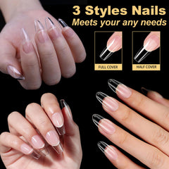 BlueZOO Gel Long Nail Tips ballerina shape boxed for precise home nails