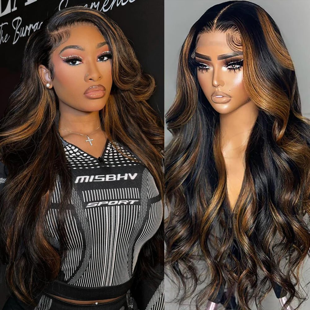 BMNH 13x6 body wave ombre lace front wig with natural parting for daily styling.