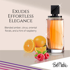 Bob Mackie amber and sandalwood base tones add warmth and longevity.