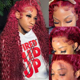 Bobili burgundy wig with deep wave 13x6 lace front for seamless parting.