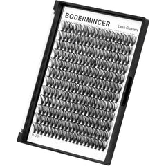 Bodermincer 240pc lash clusters arranged in a protective case for at-home use