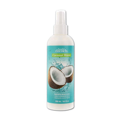 Body Drench Coconut Water Spray Lotion bottle shown, hydrating skin after shower.