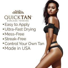 Body Drench QuickTan close-up shows tinted formula for precise application.