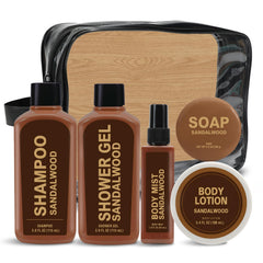 Body & Earth sandalwood travel set shampoo bottle for on-the-go cleansing