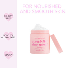 Body Prescriptions exfoliating scrub closeup scrub grains demonstrates effective cleansing and texture refinement.