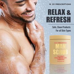 Body Prescriptions exfoliating scrub sandalwood grain improves texture and fragrance.