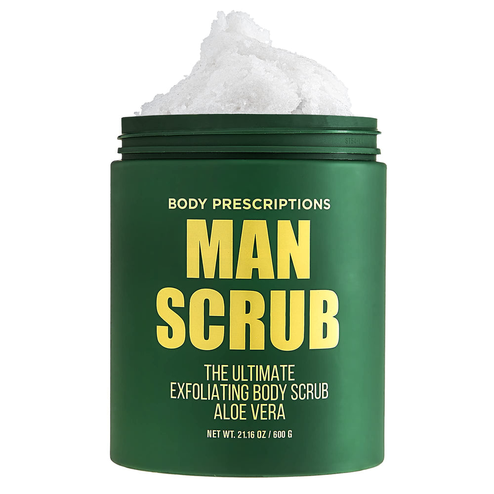 Body Prescriptions Men's Exfoliating Scrub in a twist-top jar, easy to use.