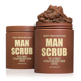 Body Prescriptions Mens Exfoliating Body Scrub jar with twist-top lid for easy access.