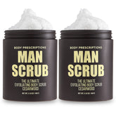 Body Prescriptions Men's Exfoliating Scrub jar with twist-top lid for easy daily cleansing.