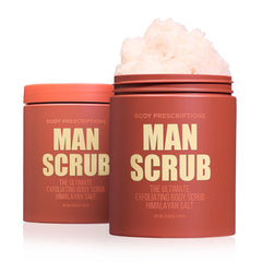Body Prescriptions Men's Exfoliating Scrub jar shows easy, mess-free application.