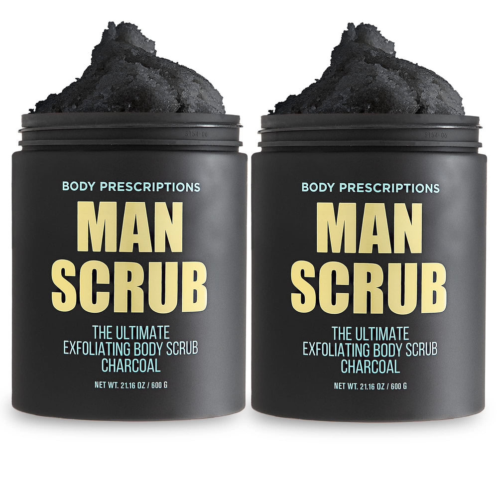 Body Prescriptions men's exfoliating scrub jar with twist-top lid for easy daily use.